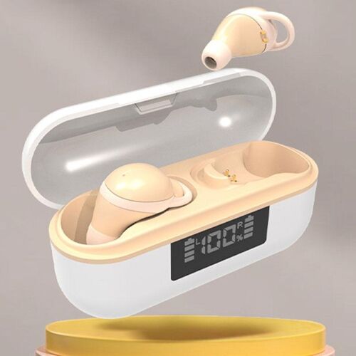 Ecouteurs Bluetooth Rose Sans Fil Réduction De Bruit Avec Affichage Digital Beige 2 YONIS