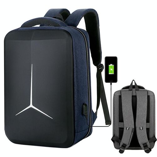 Sac À Dos Ordinateur 17 Pouces Étanche Multifonction Avec Port USB Rose Bleu Marine YONIS