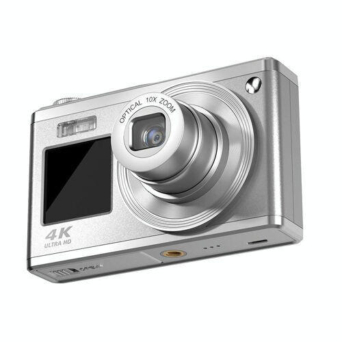 Appareil Photo Numérique 4K HD 60MP Double Écran Zoom Optique 10x Stabilisation Argent YONIS