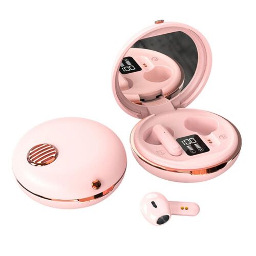 Ecouteurs Bluetooth 5.3 True Wireless HiFi Stéréo Miroir De Maquillage Rose Rose YONIS