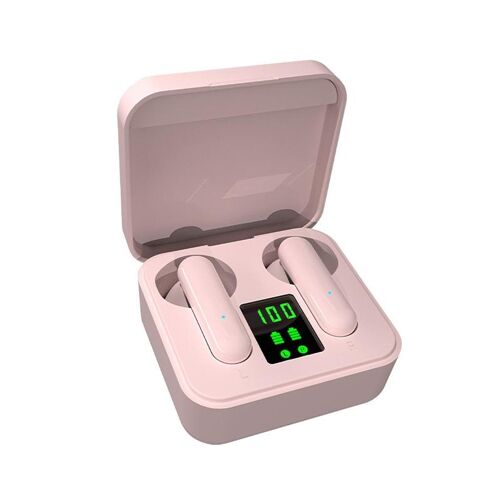 Ecouteurs Bluetooth Sport Affichage Digital Autonomie 3h Léger Type-C Noir Rose YONIS