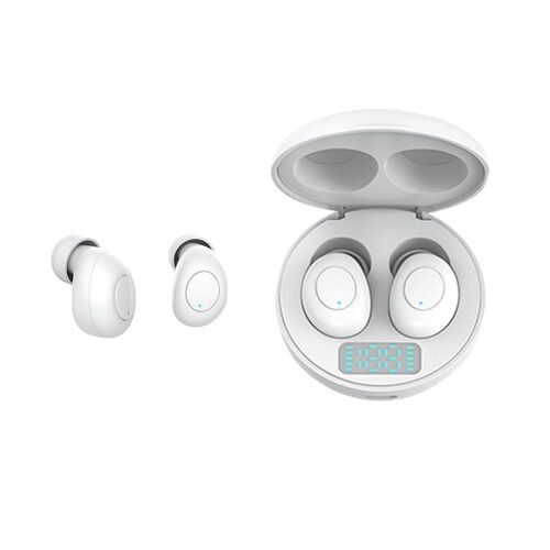 Ecouteurs Bluetooth Sans Fil Avec Affichage LED Et Boîtier De Charge Noir Blanc YONIS
