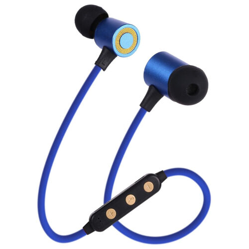 Ecouteurs Bluetooth Sport Sans Fil Avec Absorption Magnétique Et Carte TF Bleu YONIS