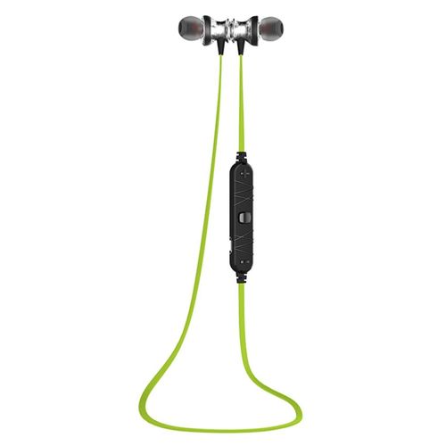 Ecouteurs Bluetooth Sport Sans Fil Magnétiques Avec Basse Puissante Et Micro Vert YONIS