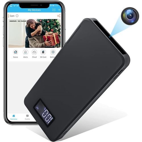 Batterie Externe Portable Caméra Espion 10000mah Chargeur De Secours Hd 1080p Noir + Sd 32go Yonis