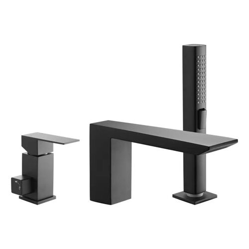 Mitigeur de Baignoire - DUOKU - Romaine - Acier Inoxydable - Noir Mat - 3 Trous avec Douchette