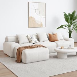 Canapé d'angle 5-6 places avec méridienne modulable en velours côtelé beige SHEFFIELD