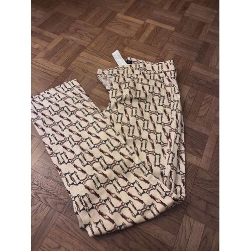 Pantalon Imprimé Chaîne Équestre Beige 🤎