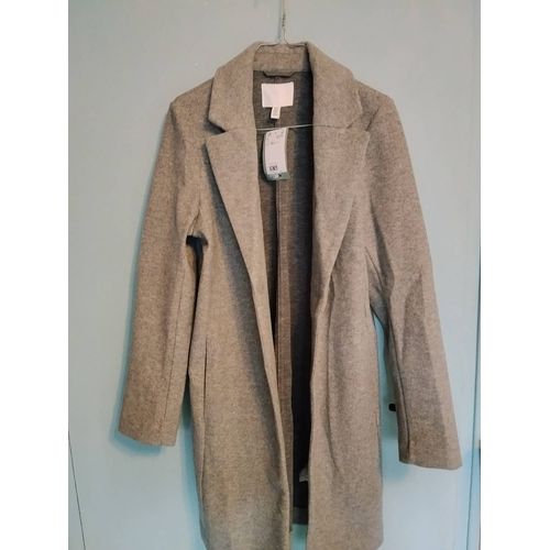 Magnifique Manteau Gris À Fermeture Droite Tout Neuf Avec Étiquette H&M