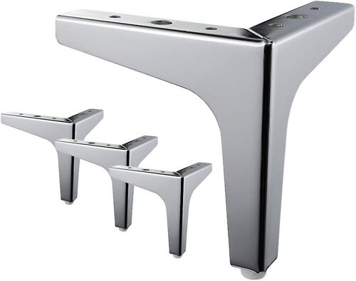 Lot De 4 Pieds De Lit En Métal Avec Vis Et Protection De Sol Pour Meubles, Canapés, Fauteuils, Chaises, 15 Cm