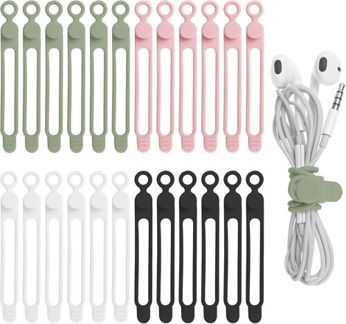 Serre-Câbles En Silicone, Serre-Câbles Réutilisables, Organiseur De Câbles, Organiseur De Gestion De Câbles, Attaches De Câbles Élastiques En Silicone Pour Bureau, Maison, Voiture, Etc.