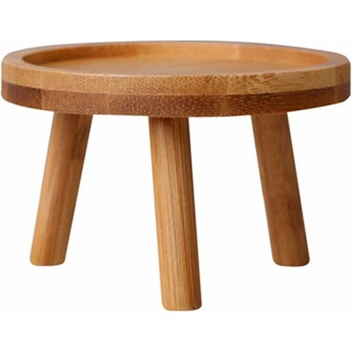 Support De Pot De Fleurs En Bois - Tabouret Haut Pour Balcon - Étagère Ronde Pour Intérieur Et Extérieur (8 X 8 X 7 Cm)