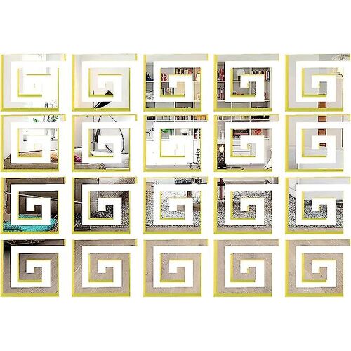 Lot de 10 autocollants muraux amovibles en acrylique 3D pour cadre TV, fenêtre, miroir, décoration de fond, petite taille (doré)