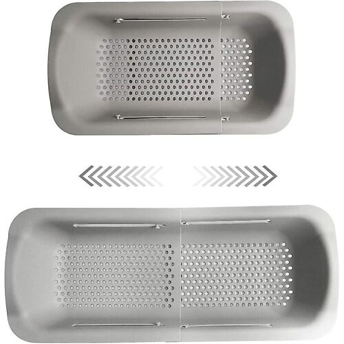Égouttoir D'évier Rétractable En Plastique Pour Cuisine, Panier De Rangement Pour Fruits Et Vaisselle - Gris