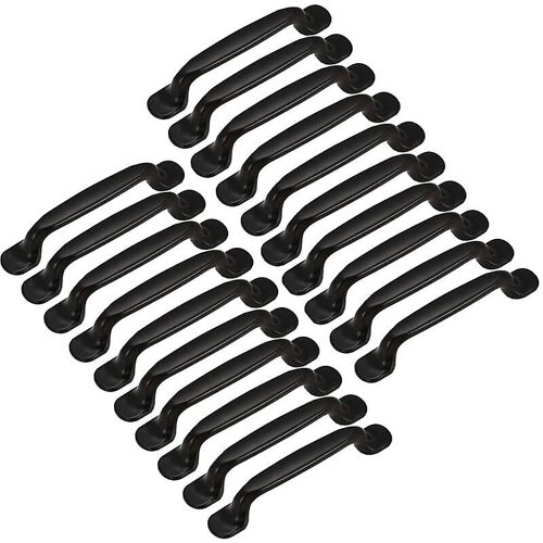 Lot de 20 poignées de porte pour placard de cuisine, tiroir, chambre à coucher, entraxe 128 mm, aluminium noir