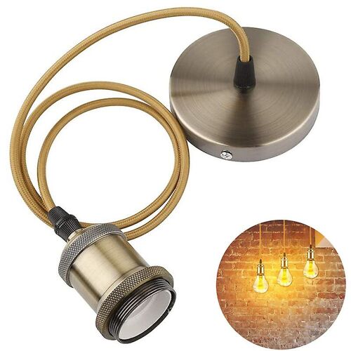 Mini Suspension Industrielle Simple, Douille E27 Vintage, Tissu Tissé Noir, Cordon Lumineux Réglable, Kit De Suspension, Style 1