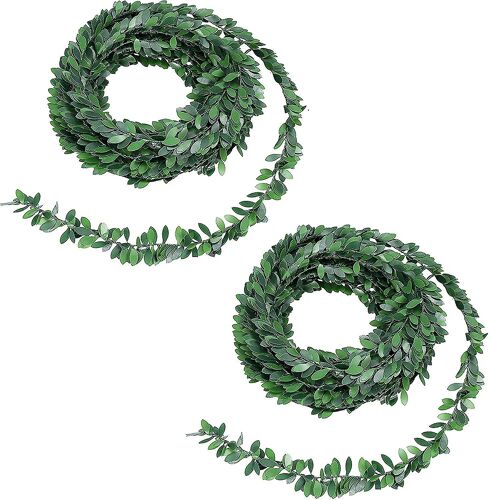 Lot de 2 guirlandes de feuilles artificielles de 7,5 m, couronne de lierre artificiel, vignes artificielles pour décoration de mariage