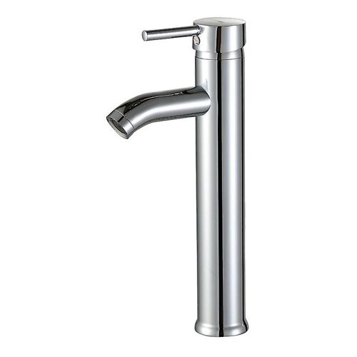 Mitigeur de lavabo design avec robinet à bec surélevé monotrou, pour lavabo à poser, laiton chromé, avec aérateur amovible, robinet, 1 pièce, argent (296105