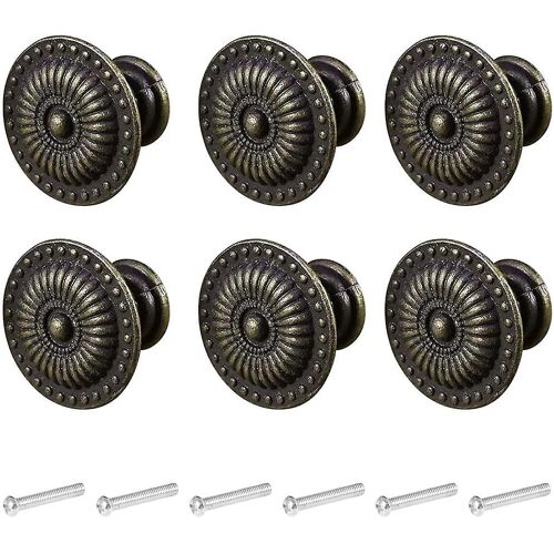 Lot de 6 boutons de meuble vintage en bronze pour tiroirs, commodes et cuisines