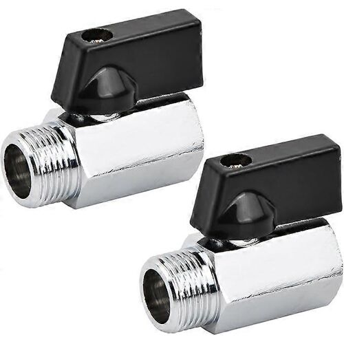 Lot de 2 mini-vannes d'arrêt à bille, 3/8"" en laiton, pour réservoirs, vanne externe, raccords d'eau, 3/8"" BSP femelle x femelle