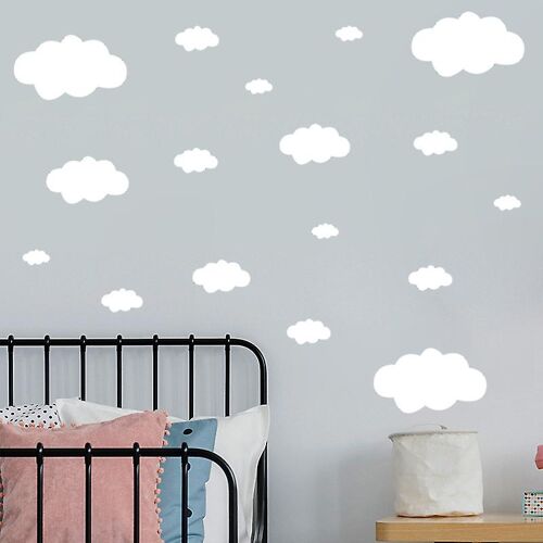 Stickers muraux pour chambre de bébé - Nuages - Blanc - Faciles à poser