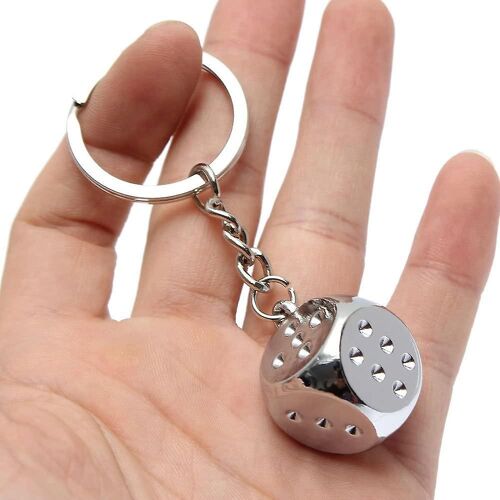 Lot de 4 porte-clés créatifs en alliage en forme de dés, pendentif en métal