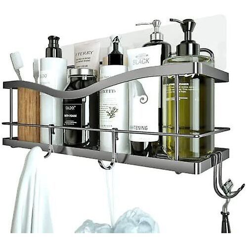 Étagère de rangement pour douche - Étagère de rangement murale noire pour douche et baignoire