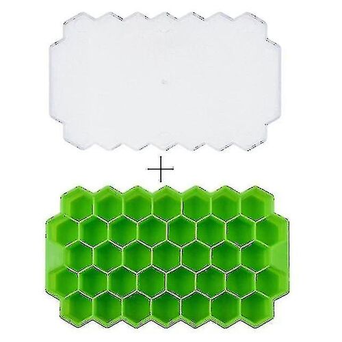 Bac À Glaçons En Nid D'abeille Pour Cocktails Et Whisky D'été, Avec Couvercle, Réutilisable, En Silicone (Vert)