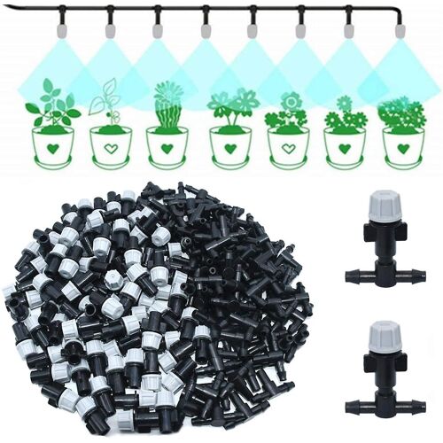 Lot de 50 têtes d'arrosage, buses, buses d'arrosage, tés, atomiseur, buses d'atomiseur, connecteur d'arrosage, tuyau, serre, micro-goutte, système d'irrigation pour