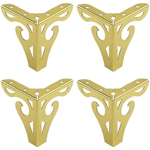 Lot de 4 pieds de table basse en fer de style européen, hauteur 10 cm, avec vis, dorés