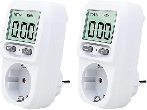 Lot de 2 prises wattmètres, compteur d'énergie intelligent et portable avec écran LCD, protection contre les surcharges, puissance maximale de 3 680 W, pour la maison