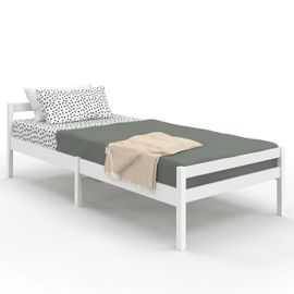 Lit simple HARPER 90 x 190 cm avec sommier bois blanc