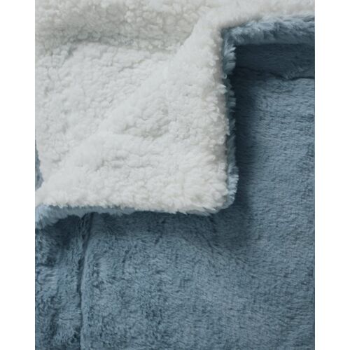 Couverture Plaid Xl Doublée Imitation ''lapin'' Gris Bleu 220x240