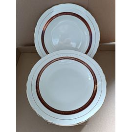 8 Assiettes Creuses En Porcelaine De Salins Modèle Royat Rouge