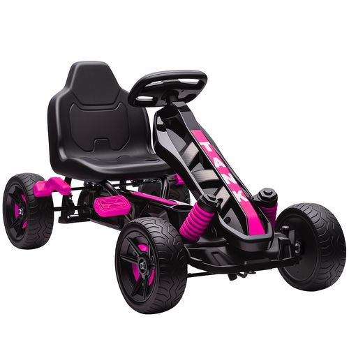 Kart À Pédales Enfant - Go Kart - Carter Chaine Fermé - Marche Av Ar - Métal Plastique Noir Rose