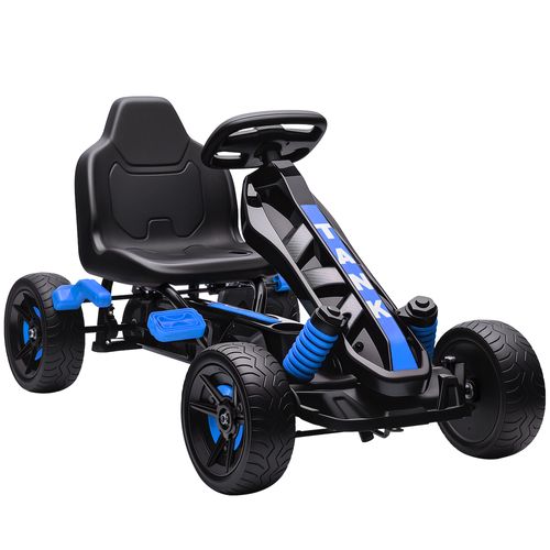 Kart À Pédales Enfant - Go Kart - Carter Chaine Fermé - Marche Av Ar - Métal Plastique Noir Bleu