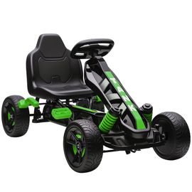 Kart À Pédales Enfant - Go Kart - Carter Chaine Fermé - Marche Av Ar - Métal Plastique Noir Vert