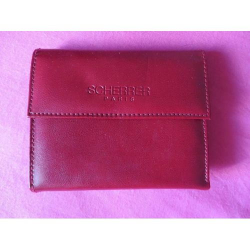 porte monnaie cuir rouge Jean Louis Scherrer