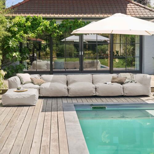 Canapé D'angle De Jardin Modulable 6 Places Beige