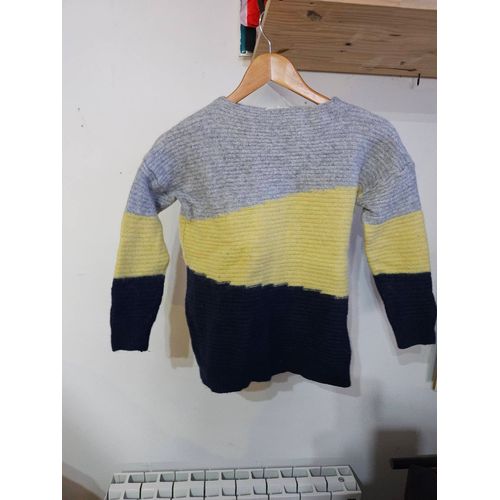 Pull Tricolore En Laine Made In Corée Xs