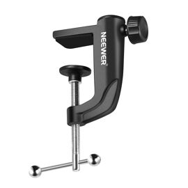 NEEWER Microphone Table Mount Clamp Metal Table Mount Clamp with Adjustable Positioning Screw, Fits Desk Thickness up to 2 Inches (Black)