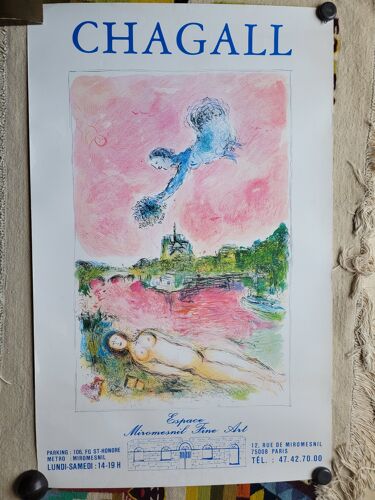 Affiche D'Exposition De Chagall : Pink Opera, À L'Espace Miromesnil Fine Art. Paris. Format : 58 X 92 Cm.
