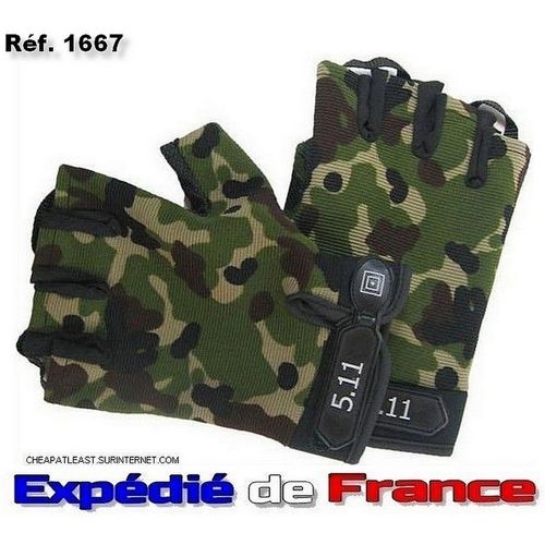 Gants Mitaines Multi-Sport Outdoor / Indoor Anti-Dérapant Tactique Camouflage Forces Spéciales / Commando / Sniper / Moto / Fitness / Musculation / Vélo / Vtt / Trekking ... Taille L