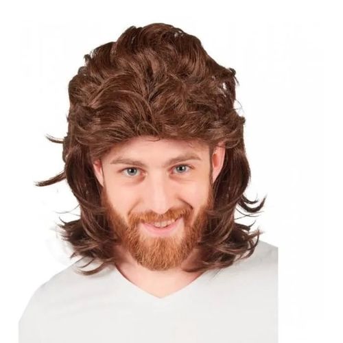 Perruque Mulet - Ptitclown - Brun - Coupe Kitsch - Années 1980 - Déguisement Humoristique
