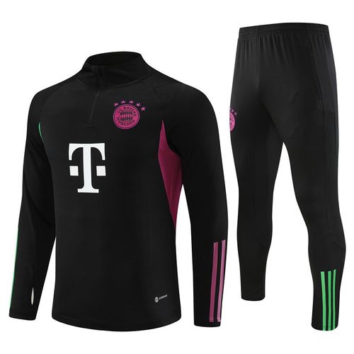 Ensemble Entraînement Bayern Munich 23/24 Maillot Football Adulte Enfant Manches Longues Noir 2