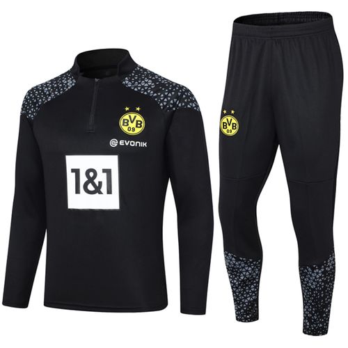 Ensemble Entraînement Borussia Dortmund 23/24 Maillot Football Adulte Enfant Manches Longues Noir