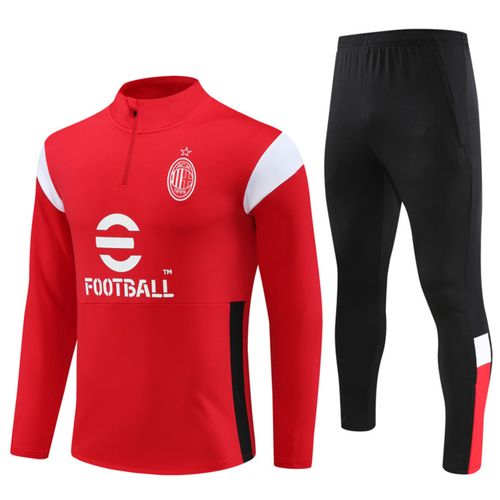 Ensemble Entraînement Ac Milan 23/24 Maillot Football Adulte Enfant Manches Longues Rouge