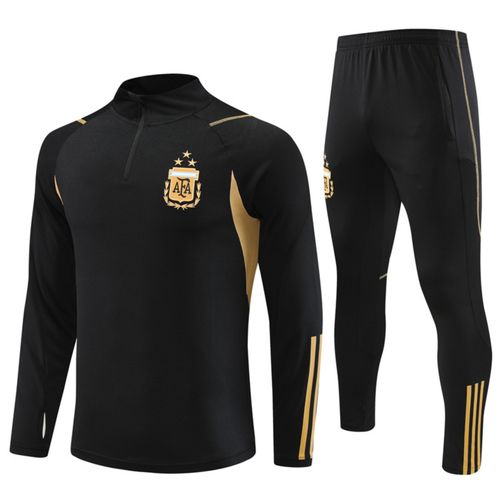 Ensemble Entraînement Argentine 23/24 Maillot Football Adulte Enfant Manches Longues Noir