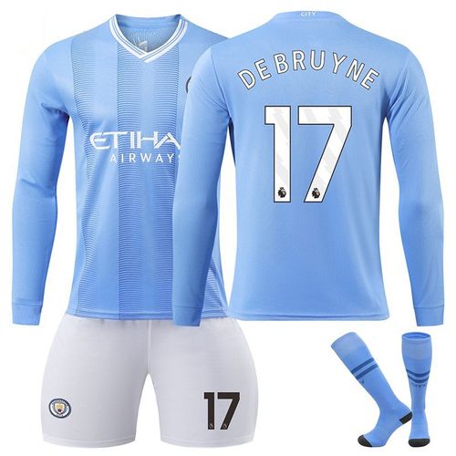 Maillot Manchester City 23/24 Domicile De Bruyne #17 Ensemble Entraînement Manches Longues