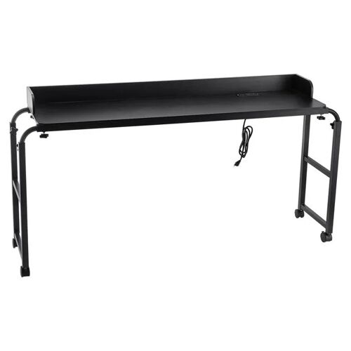 Table de Lit Mobile-Duoku-Table d'appoint-avec 4 Roulettes et Prise de Courant-Bureau au-Dessus du Lit Réglable en Hauteur